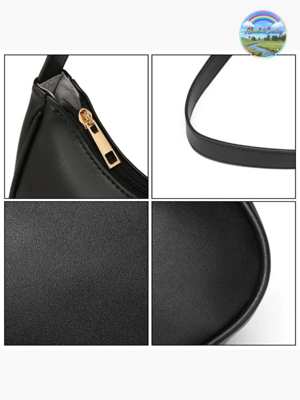 Vegan Leather Hobo Sling Tote Handbag with Zipper Closure